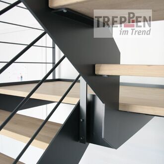 Metalltreppe mit Holzstufen